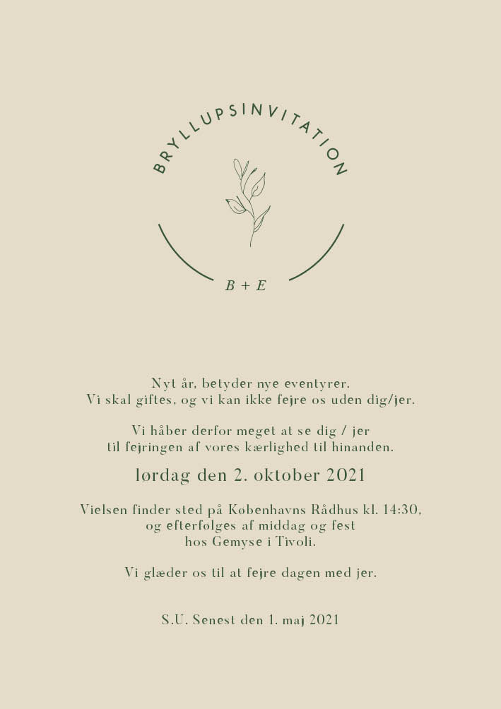 Invitationer - Bobbie & Emil Bryllupsinvitation